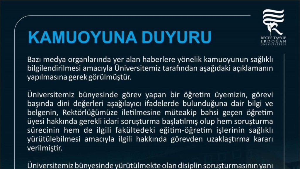 Rize’de Dini Değerleri Aşağıladığı Iddia Edilen Akademisyene Uzaklaştırma Sondakika Haberler